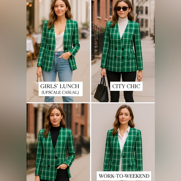 Vintage Pendleton Highland Green Plaid Blazer Size 10 New with Tags - Picture 9 of 9